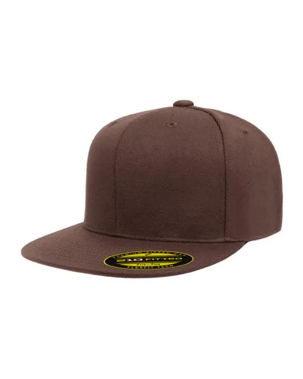 Flexfit 6210 Unisex Premium Black Fitted High Crown Cap - High-Profile Flat Visor, Matching Color Sweatband, Acrylic Plain Fabric, Jeans-Friendly Design, Elastic Fit, Black Fitted Cap