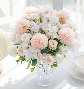 1/3PCS Artificial Flowers Silk Tea Roses Bouquet Chrysanthemum Plastics Plants Bridal Bouquet Valentine's Day Fake Plants Wedding Decoration DIY Wreath Material, Bride Holding Wrist Flower Decoration Accessories