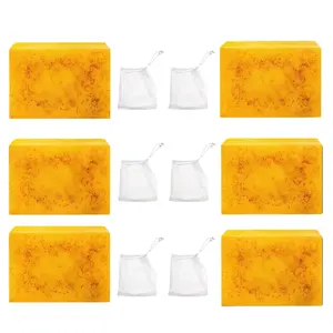 Lemon Turmeric & Kojic Acid Soap Bar, Summer Face & Body Wash for Men & Women, Daily Skincare Cleanser Sets with Soap Saver Bags, Christmas Gift Mother's Day gift Summer vibes