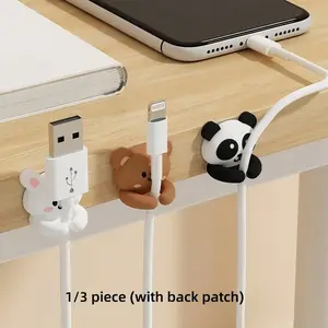 1/3pcs Desk Cable Management Clips, Self-Adhesive Wire Organizer For Desk, Bedside, Wall, Car, Dorm & Office, Cute Headphone Cable Holder, No-Drill Cable Fixes, Cable Management Accessories Back To School