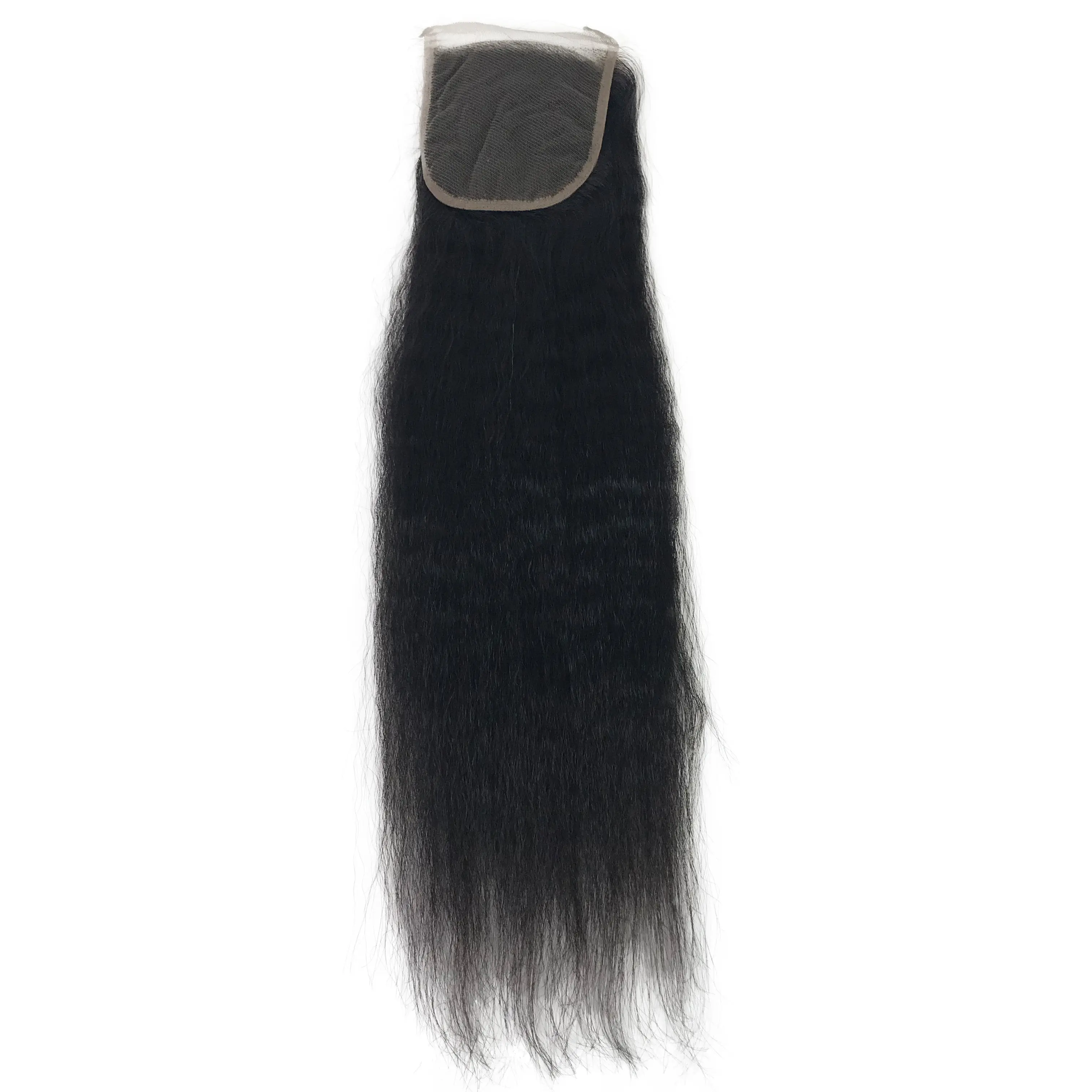 Kinky Straight Synthetic 4"x4" HD Lace Closure Hair Extension - 8A Remy, Double-Drawn, Hand-Attached, Intact Cuticles, Minimal Treatment, Precision-Crafted to Elevate Your Style