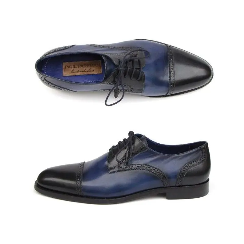 Paul Parkman Parliament Blue Derby Shoes Leather Upper And Leather Sole