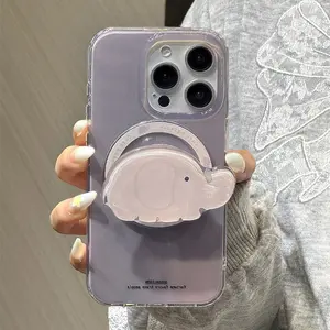 Magnetic Case Ind Luxury Simple Phone Case with Magnetic Elephant Stand for Apple iPhone 11 12 13 14 15 16 17 Pro Max