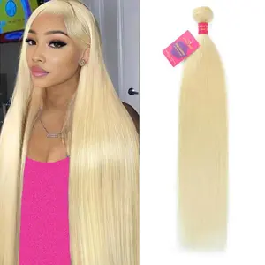 613 Bundles Human Hair Straight Blonde Bundles Human Hair 100% Unprocessed 12A Grade Brazilian Virgin Raw Hair Quick Weave 1 Bundles Blonde 100g Hair Extensions for Women