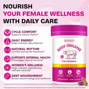 Beef Organs for Women - 6-in-1 Whole Food Supplement with Uterus, Ovary, Liver, Kidney & Heart for Hormone Balance, Energy & Healthy Aging*, Non-GMO, 120 Capsules (60-Day Supply) - The Ultimate Self-Care Gift for Mom