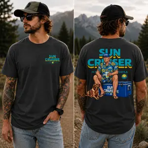 Trumpppp Sun Cruiser Iced Tea Tshirt, Funny Summer Party Beach Tee, Patriotic Vacation Drinking T-Shirt, Cooler Dog Graphic Gift for Men, Full Size, Full Color
