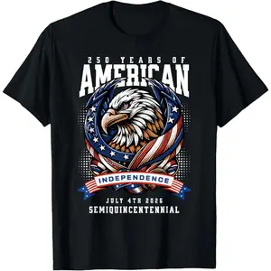 America 250th Anniversary Celebration T-Shirt, 250 Years Patriotic Unisex Tee, 4th of July Independence Day Outfit, USA Pride Graphic Shirt, Casual Crewneck Cotton Top for Summer Celebrations