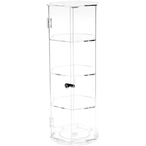 Plymor Clear Acrylic Hexagonal Locking Display Case, Rotating Base, 3 Shelves, 24.5" H x 9.5" W x 9.5" D