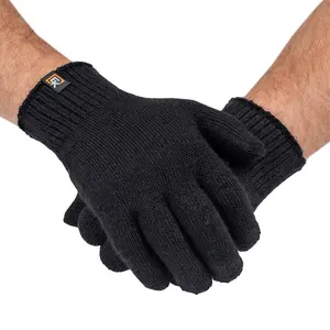 Alpaca Knit Gloves - Super Soft Baby Alpaca - Made in the USA - Large - Black