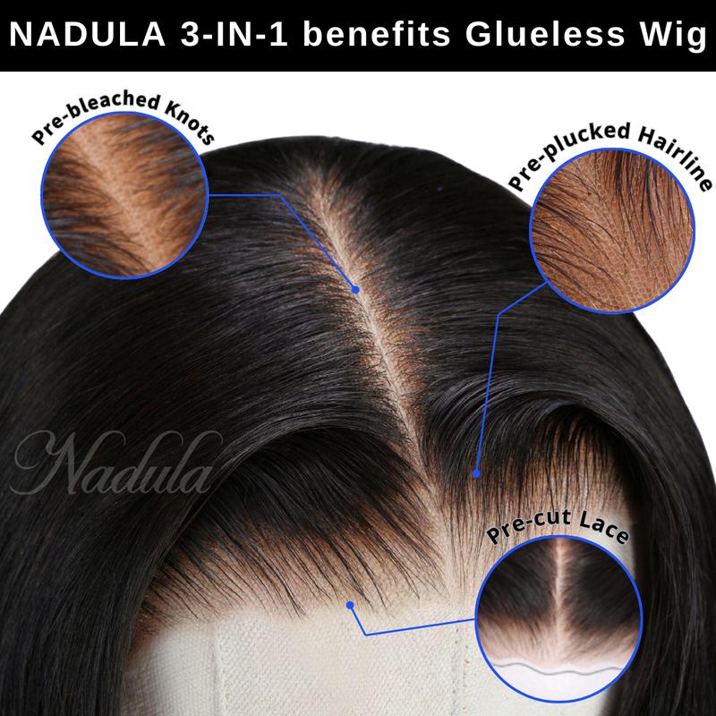 【Upgraded】Nadula Yaki Bob Drawstring Put On & Go Human Hair Glueless Wig 180% Density Pre-Cut Lace Natural Scalp TikTokShopStockUp