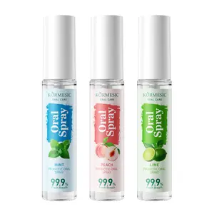 KORMESIC Probiotic Oral Spray, 99.9% Bad Breath Elimination, Fresh Mint/Peach/Lime Flavors, Gentle Formula, Portable Daily Travel Mouth Spray