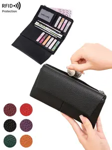 Women's Multifunctional Wallet, RFID Blocking Protection, Fashionable Daily Essential, Perfect for Cards and Cash, Valentine's Day Gift