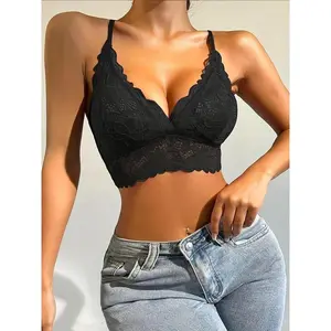Women's Lace Push Up Seamless Bra, Elegant Comfortable Breathable Adjustable Strap Bralette Lingerie Top, Women's Lingerie for All Seasons Elegant Design Christmas New Year's Day