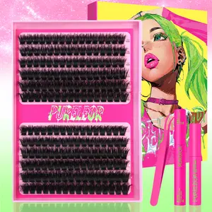 Eyelashes Individual Kit Wispy Cluster Lashes with/without Glue and Remover Tweezers Fluffy-DIY Lash Kit 13-14-16-18-20mm