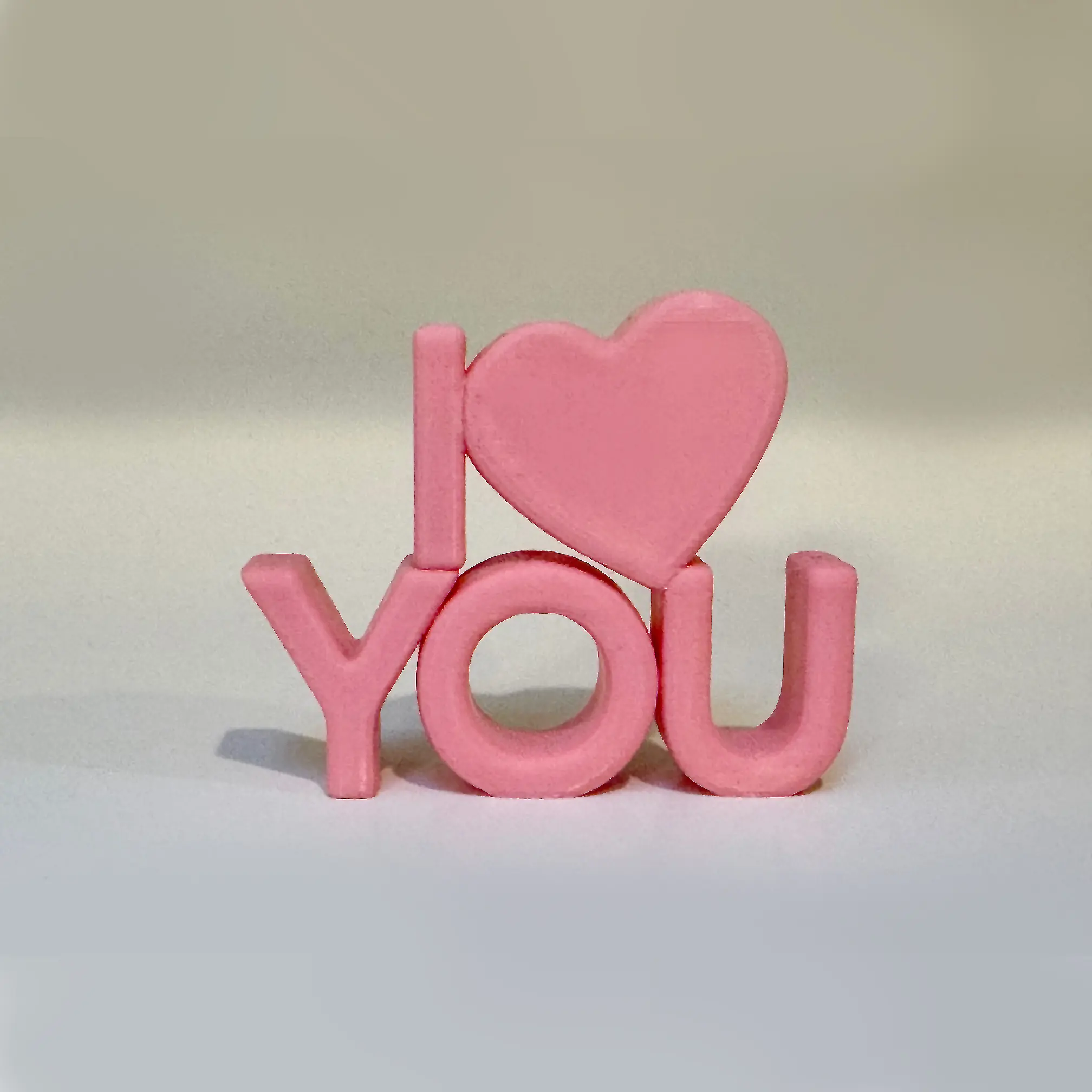 I Love You Decorative 3D Printed Sign - Lightweight Plastic, Available in Pink or Red, 2.5" Height x 3" Width, Ideal for Shelves & Home Décor