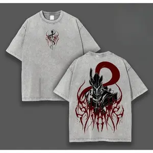 valentine shirts  Igris Bloodred x Solo Leveling Shirts Anime Double Printed Oversized Lightweight Acid Washed Soft Cotton Graphic Tee, Oversized Manga T-Shirt, Gift Solo Leveling Fans