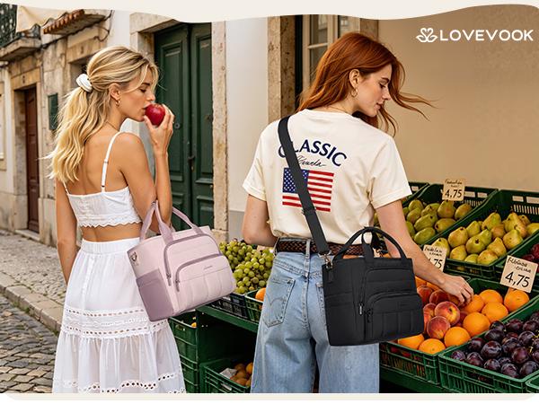 LOVEVOOK Lunch Box for Women, Large for Work & Picnic,Wide Opening Soft Cooler Bag with Large Cup Holder, 13L&18L. TikTokShopBackToSchool