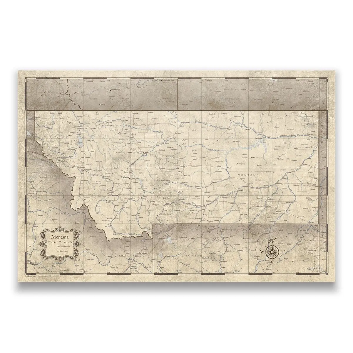 Push Pin Montana Map (Pin Board) - Rustic Vintage