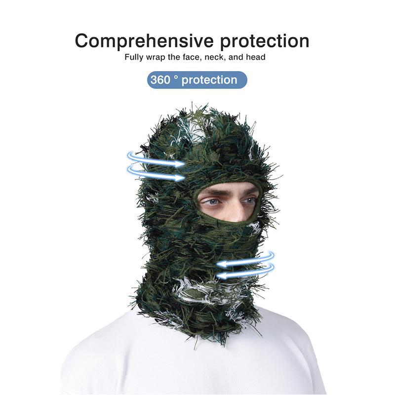Solid Color Fuzzy Balaclava Mask, 1 Count Warm Windproof Thermal Ski Mask, Outdoor Knit Headgear for Men & Women, Camouflage Balaclava