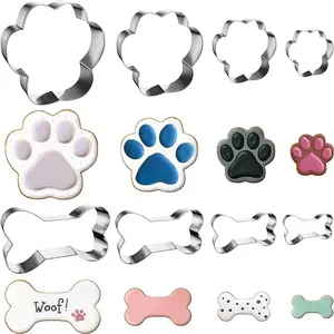 Dog Cookie Cutters Set, Cookie Cutter for Homemade Dog Treat, Dog Shape - Dog Bones and Paws, 8Pcs Cutters for Cookies Baking, Sandwiches, Biscuits, Fruit, Vegetable