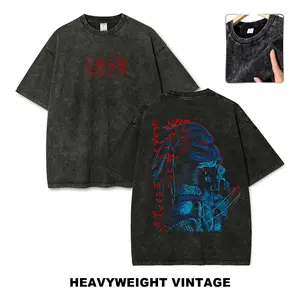 Predator Vintage Washed Tee 90s Men's Graphic Tee t Shirts Funny Graphic Tee Good Graphic Tees Graphic Tees Streetwear Outfits Men Vacation Outfits Oversized Tshirt Men