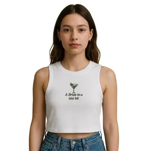 Bride In a Tini Bit Embroidered Muscle Tank Top, Premium Bride Tank, Mrs. Tank Top, Custom Gift for Bride