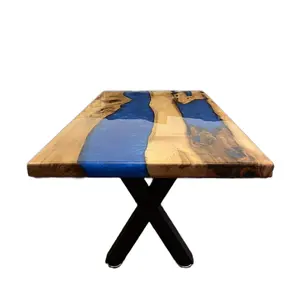 Maple and Ocean Blue Epoxy Coffee Table