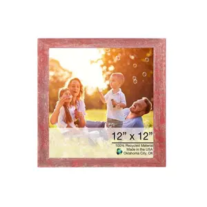 360 Stand Rustic Farmhouse Red Wood Photo Frame - 20x24 in., Distressed Finish, Handmade Look, 360-Degree Stand, Home Decor Accessory for Room Tabletop Display (Model 386529), Wooden