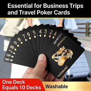 Waterproof Gold Foil Poker Deck Black Gold Foil Playing Cards Stylish Design Essential for Business Trips and Travel Poker Cards Magic Trick Playing Cards with Royal Design classic game Standard Durable Playing Card Set