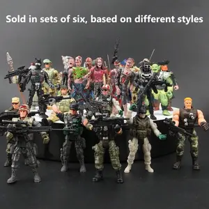 Shindel Men Soldiers Military Soldier Playset, Joint-Movable Figures with Weapons, Zombie Model, 10cm Police Trooper Figurine, Birthday & Christmas Gift