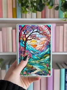 Kindle insert Paradise landscape stained glass design, book lover, romance, fantasy, dark romance, beauty, paperwhite, oasis, colorsoft, basic, scribe, fire bookish, booktok, ereader