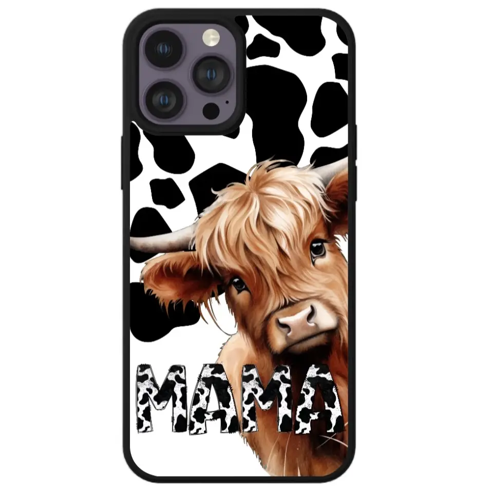 Mama Highland Cow Print Phone Case - Shockproof Protection - Accessories Durable Protective Handheld Cover Protector