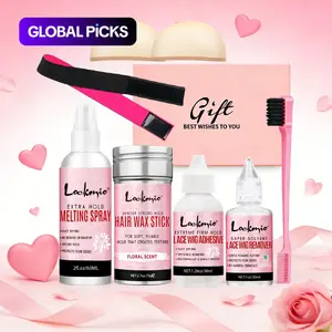 6-Piece Lace Fusion Spray Set for Wig Edges, Includes Wax Stick, Glue, Remover, Elastic Bands and Edge Brush, Hair Styling Kit and Hair Care Products