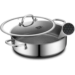 Saute Pan,Hybrid Non Stick 5 Quart Everyday Braiser pan,Chicken Fryer, PFOA Free Cookware,12 inch Deep Frying Pans with Lid,Dishwasher and Oven Safe,Works  Induction,Ceramic and Gas Cooktops