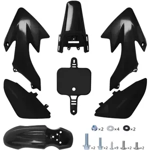 CRF50 Body Fender Kit for Compatible with XR50 XR 50 CRF 50 SDG SSR Pit Dirt Motor Trail Bike Black with Bolt Work Fairing Plastic