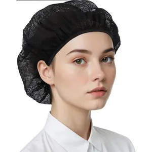 6 Pcs Chef Hat Unisex Elastic Kitchen Cooking Hat Food Service Hair Nets Mesh Cap Adjustable Reusable Washable Cooking Chef Cap(Black)