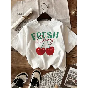Gildan Men's and Women's T-shirt, Vintage Fresh Cherry Graphic Tee, Vacation Outfits, Unisex Gift For Men Women T-shirt, Top for Summer & Spring Menswear Womenswear Streetwear