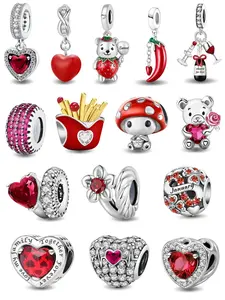 Heart & Bear & Mushroom Design Charms, Fashionable Jewelry for Women & Girls, Trendy All-match & Exquisite Jewelry for Birthday Gift