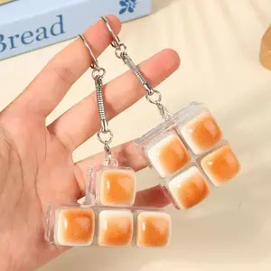 Creative Bread Keyboard Keychain Mechanical Keyboard Decompression Toy Keyring Bag Pendant Fidget Button Finger Toys