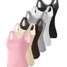 Women's Contrast Lace Sleeveless Strappy Sleep Tank Top, Fitted Tank Womenswear Casual Cute Comfortable Breathable Lightweight sleeveless Sleepwear for All Seasons, Softness Nylon Sleepwear for Women Piece