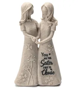 ILoveU Friendship Gifts for Best Friends Women - Resin Sister Figurines Best Friend Sister Birthday Gift Ideas Unique Gifts for Sisters from Sister - Hand-Painted Figure (Granite)