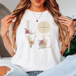 Eucharist Shirt, Catholic Shirt, Eucharistic Adoration Shirt, Baptism Gift, Floral Christian Shirt, Catholic Marian TShirt