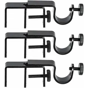 Outside Mounted Blinds Rod Bracket -- Tool-Free No Installation for 1.3-2 Inch Rectangular Headrails, Black 3-Pack