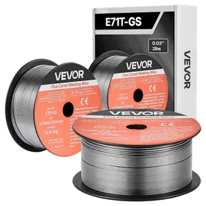 fathersdaygift VEVOR Flux Core MIG Welding Wire, E71T-GS 0.03-inch 2 LBS, Gasless Mild Steel Welding Wire with Low Spatter for All Position Arc Welding, Self-Shielded for Outdoor Use (Pack of 3 Rolls)
