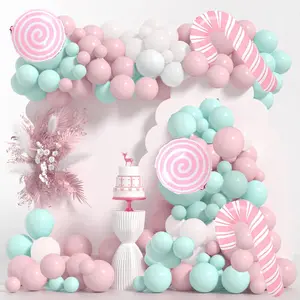 Christmas Balloon Arch Kit 137Pcs Pink Christmas Balloon Garland With Pink Teal Blue White Latex Balloons Pink Candy Cane And Xmas Tree Foil Balloons For Christmas Baby Shower Party Decorations