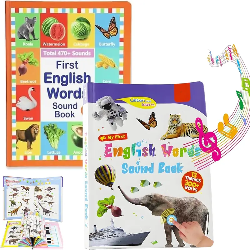 2026 New Edition Unisex Interactive English Word Pronunciation Picture Book - Educational Language Toy with 470+ Words, 21 Themes, Piano Key Sounds, Quiz Game Mode, Quiz & Spelling Fun, Spelling Games, Sound Effects, for 1-9 Year Olds, Ideal School Gift