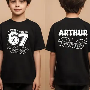 Custom I Was 6 Now I'm 7 Shirt, Personalized 7th Birthday Tee for Boys Girls, I Was 6 Now I’m 7 Tee, Custom Name Back, Girls 7-Year-Old Party