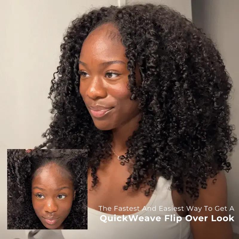 ISEE HAIR 250% Kinky Curly Wear Go Half Wig Invisible Hairline 150% & 180% Glueless Human Hair Wigs No Lace Seamless Flip Over Wig Updo Down Style Hairpiece#TikTokShopHolidayHaul