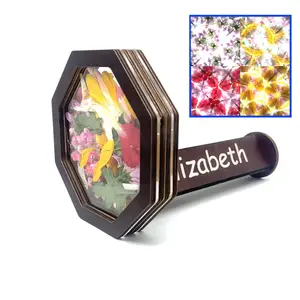 Newest Natural Wood DIY Kaleidoscope for Kids, Magic Outdoor Educational Fillable Wooden Rotating Eco-Friendly Classic Kit, Best Gifts for Nature Lovers