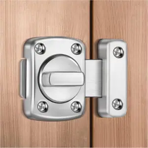 2-way Rotating Security Door Lock Set, Sturdy and Durable Slide Bolt Latch, Easy To Install Door Hardware for Bathroom, Wine Cabinet and Pet Door